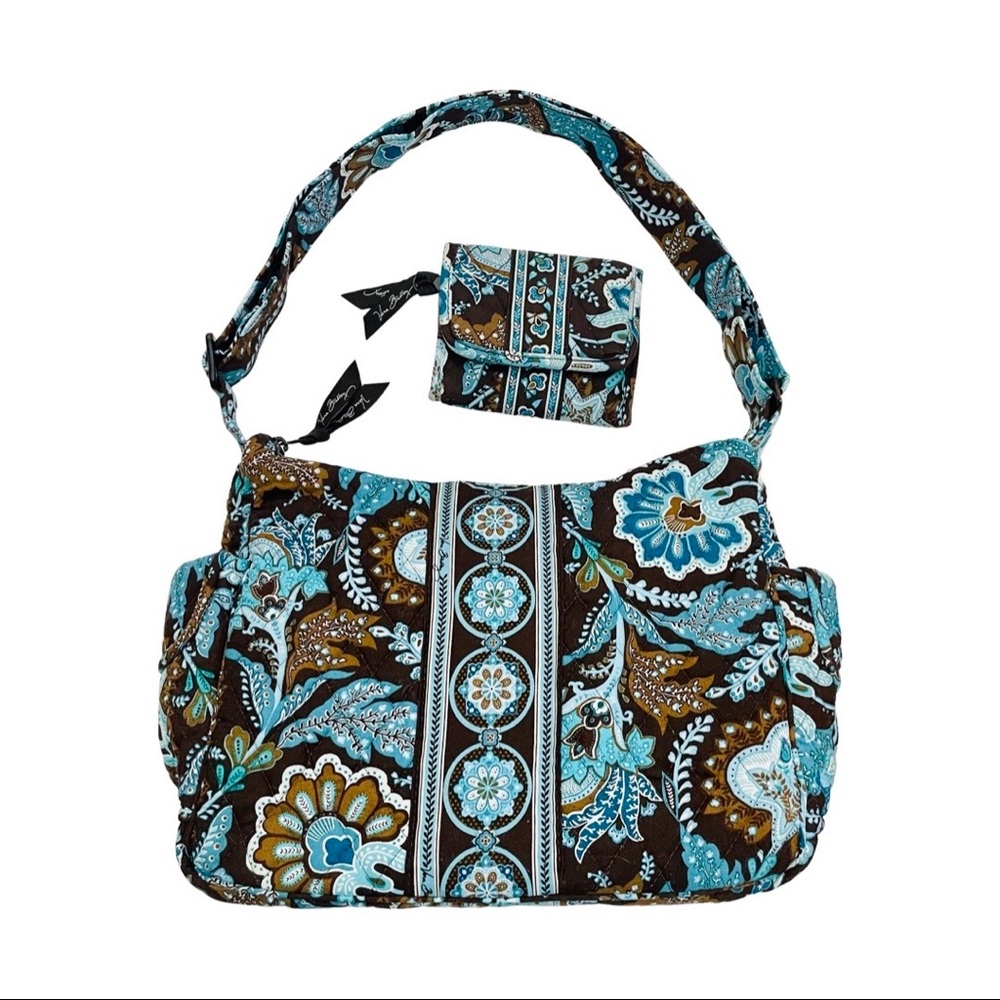 NWOT Vera Bradley On the Go Java Blue Crossbody/Shoulder Quilted Purse & Wallet